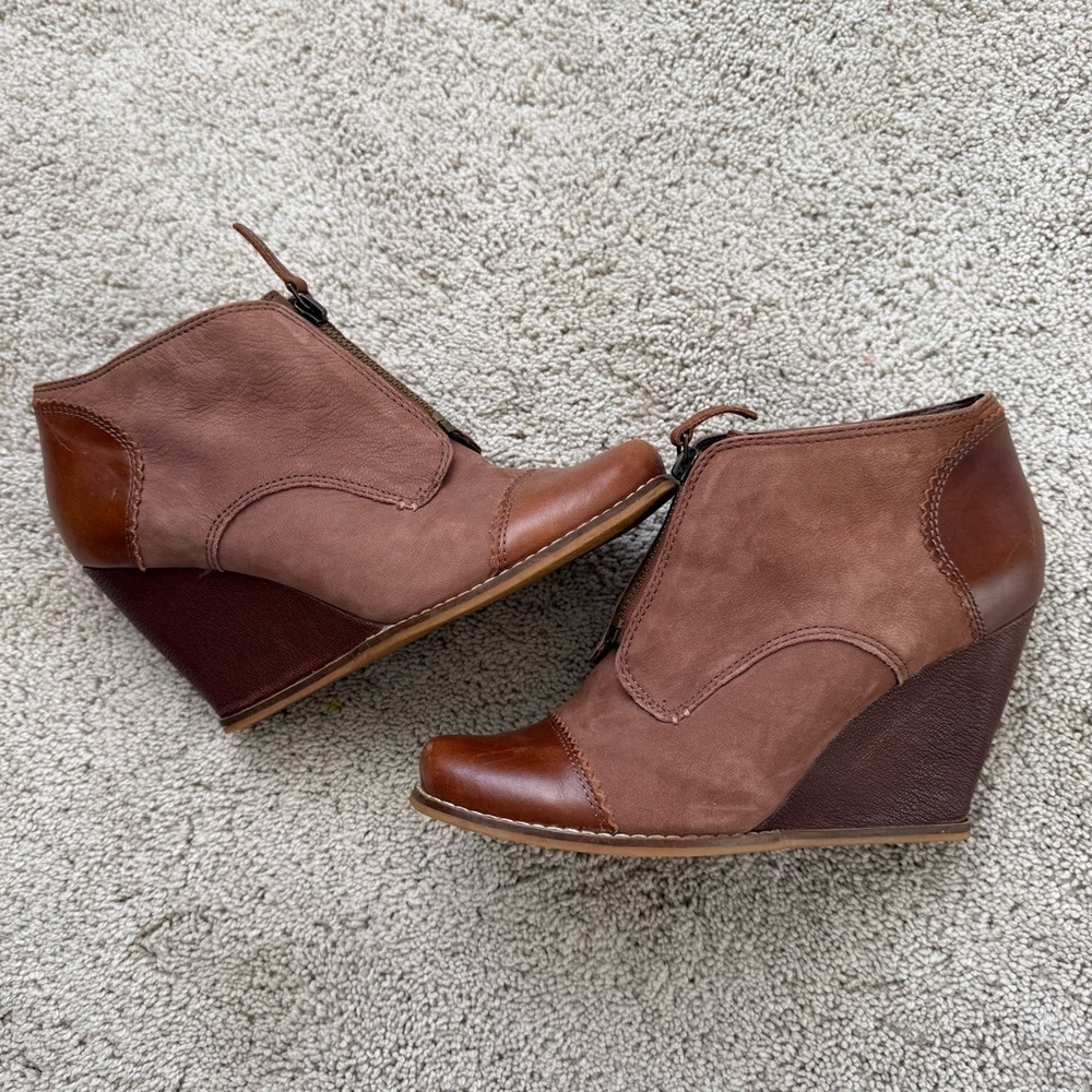 Plenty by Tracy Reese Brown Wedge Ankle Boots 39.5